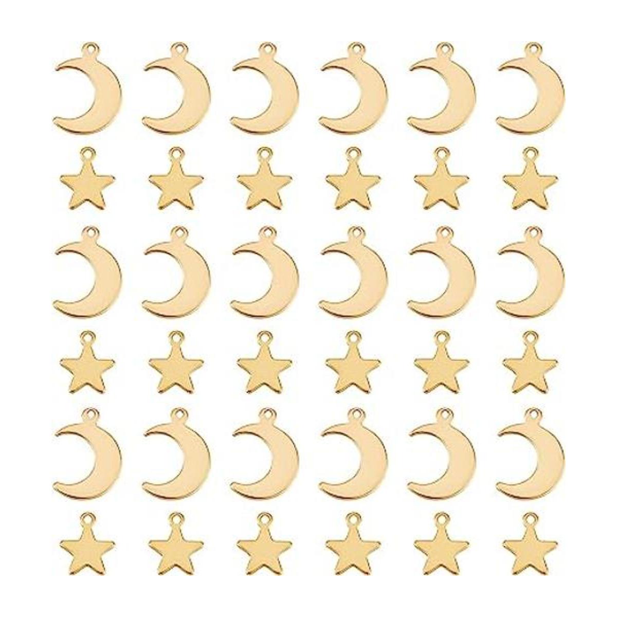 UNICRAFTALE Dijes de estrella y luna de colores mixtos
