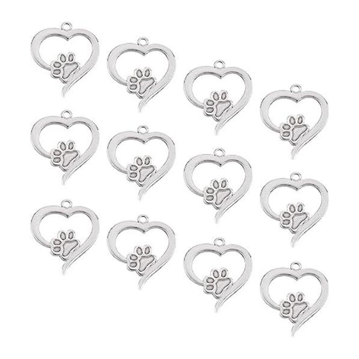 UNICRAFTALE 12 piezas de corazón con colgante de huella de