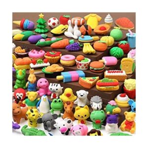UMIKU Paquete de 100 borradores de lápices de animales 3D
