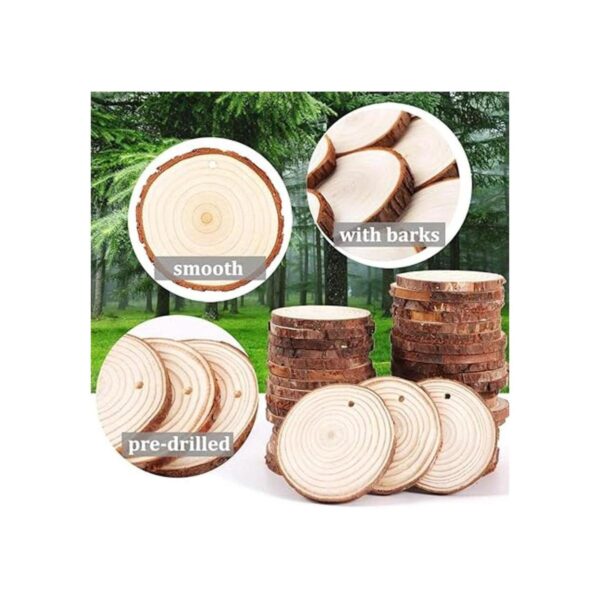 Rebanadas de madera natural para adornos de Navidad 25