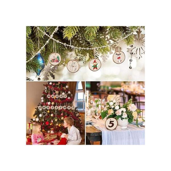 Rebanadas de madera natural para adornos de Navidad 25