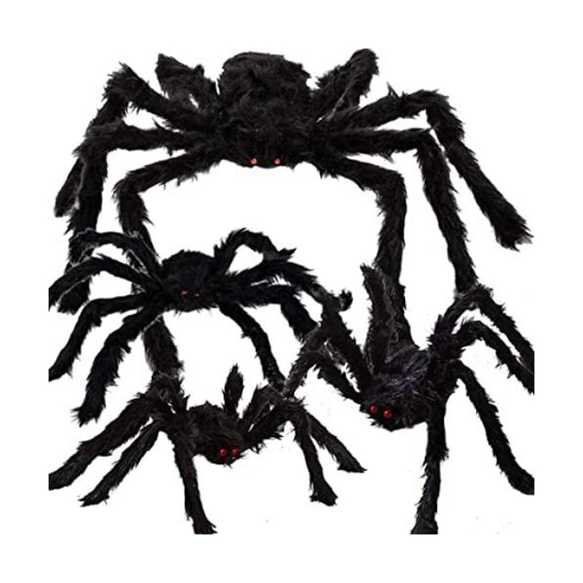 Decoración de araña peluda de Halloween 4 piezas de