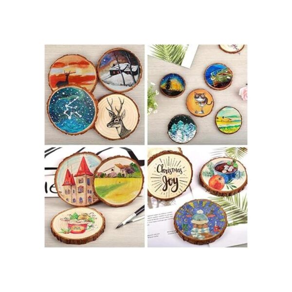 Rebanadas de madera natural para adornos de Navidad 25