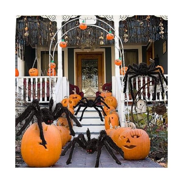 Decoración de araña peluda de Halloween 4 piezas de_2