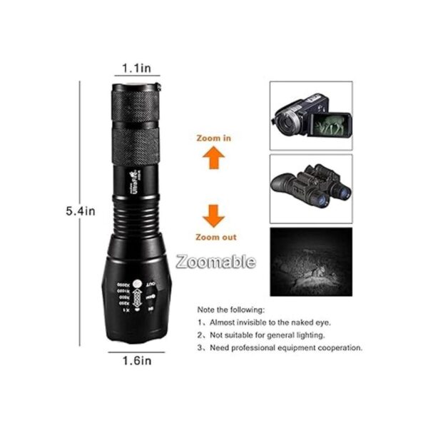 UltraFire Linterna iluminadora infrarroja ajustable de