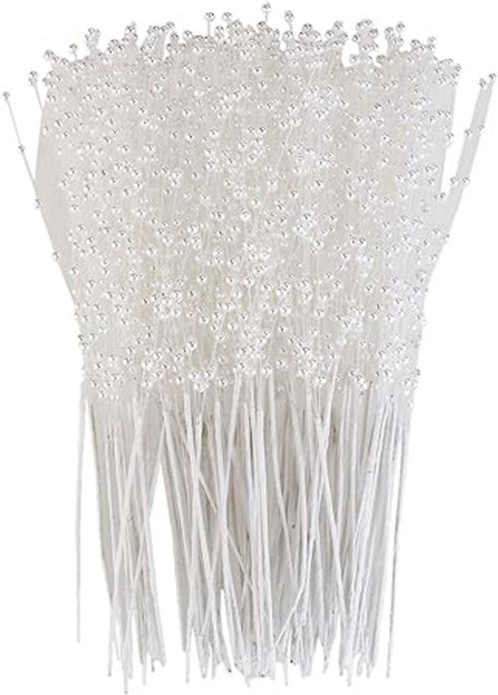 ULTNICE 100 varillas de perlas blancas ramo de perlas de