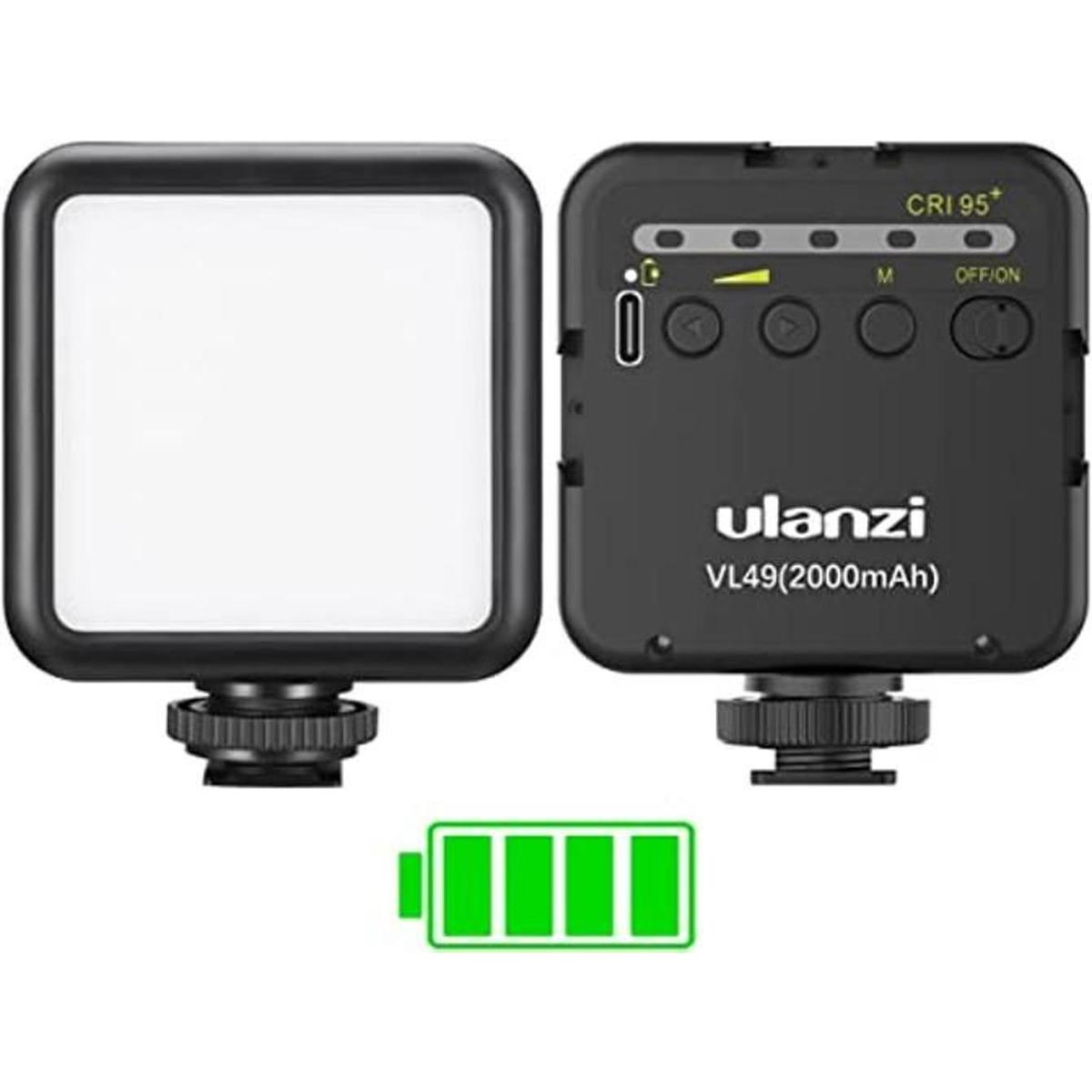 ULANZI VL49 Luz de video LED de 2000 mAh con 3 zapatos