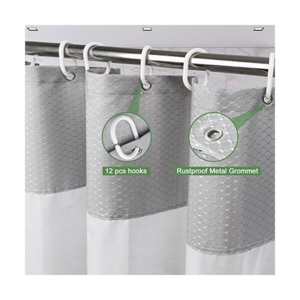 UFRIDAY Cortina de ducha gris de 71 x 74 pulgadas cortina_2