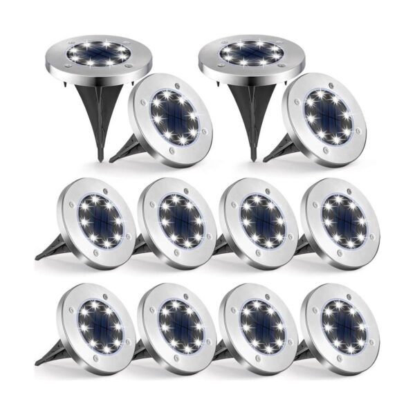 UFOND Paquete de 12 luces solares de tierra luces LED_1