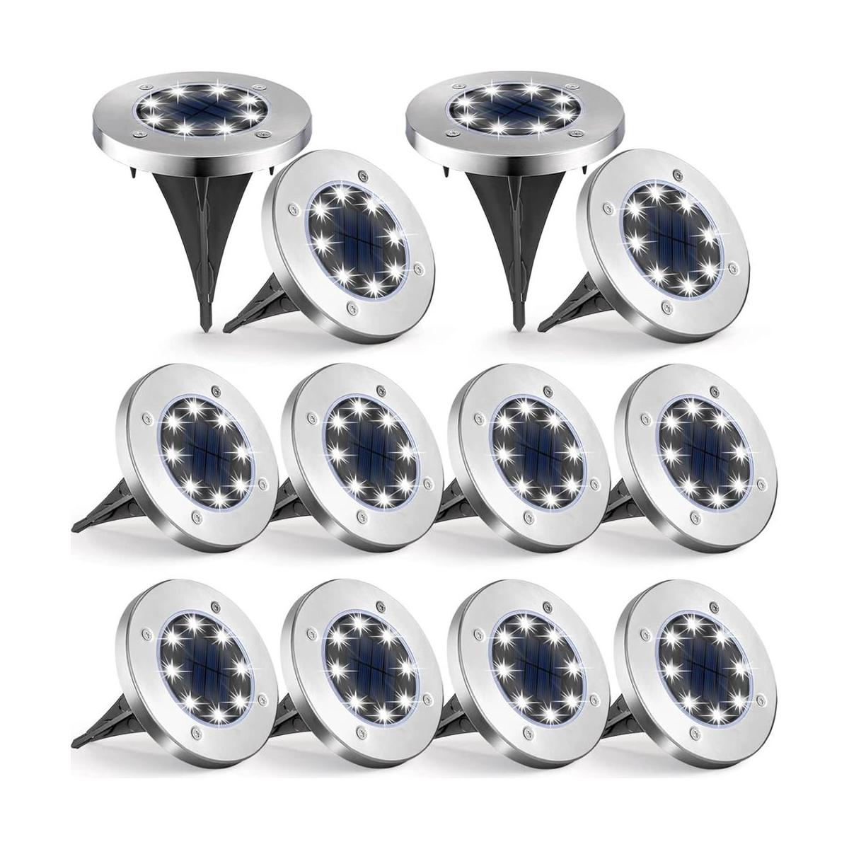 UFOND Paquete de 12 luces solares de tierra luces LED