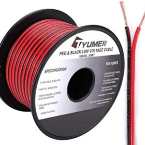 TYUMEN Cable eléctrico de 100 pies calibre 18 de 2 pines