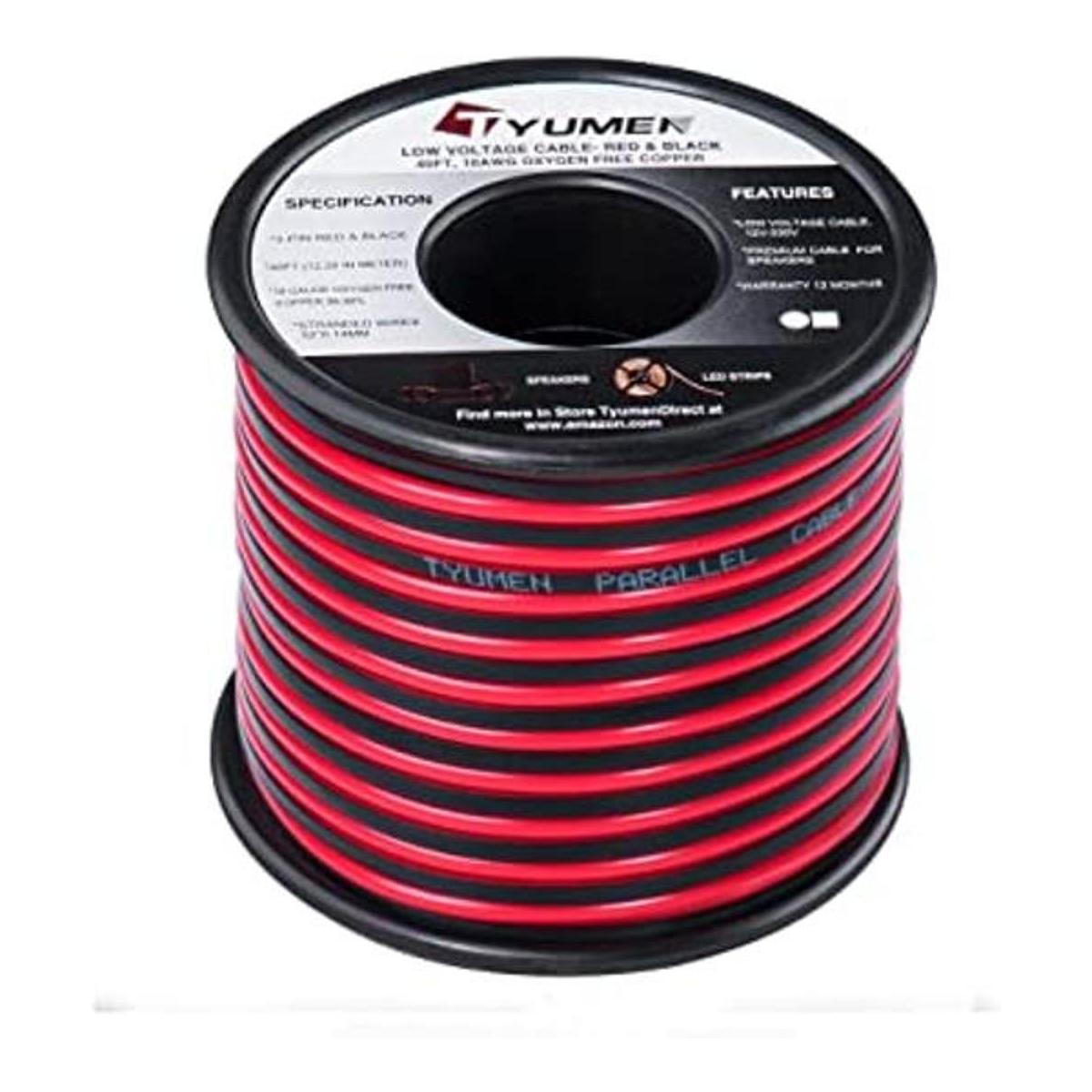 Tyumen 40 ft Calibre 18 Rojo y Negro Cable 2 conductores