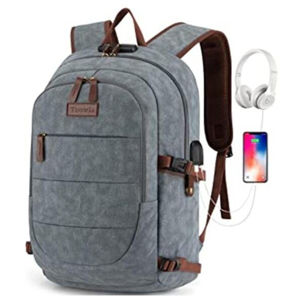 Tzowla Mochila de lona para laptop Gris claro_1