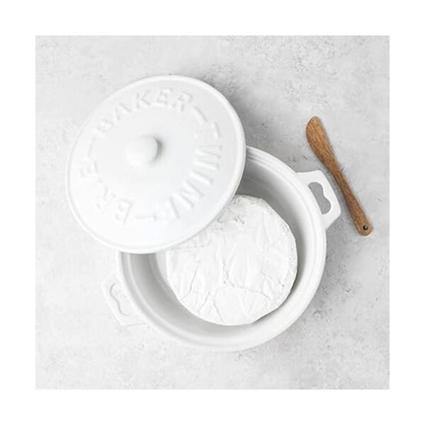 Twine Ceramic Brie Baker Juego de esparcidor de madera