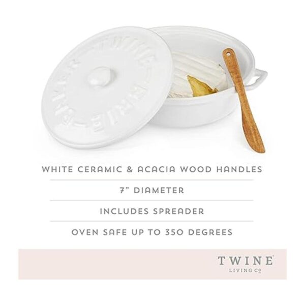 Twine Ceramic Brie Baker Juego de esparcidor de madera