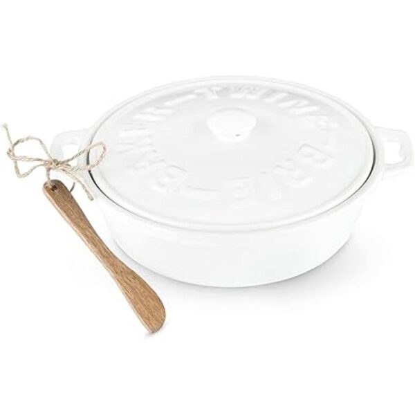 Twine Ceramic Brie Baker Juego de esparcidor de madera