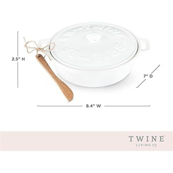 Twine Ceramic Brie Baker Juego de esparcidor de madera