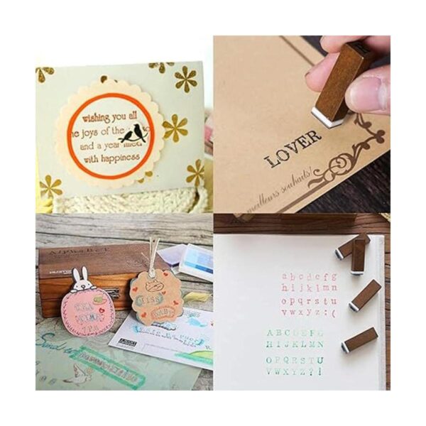 Tvoip 70 sellos de alfabeto de madera letras decorativas