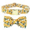 Collar de perro floral con elegante pajarita de algodón_1