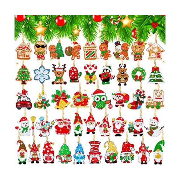 45 llaveros de pintura de diamantes de Navidad adornos de