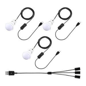 Paquete de 3 luces LED USB USB LED para acampar con cable
