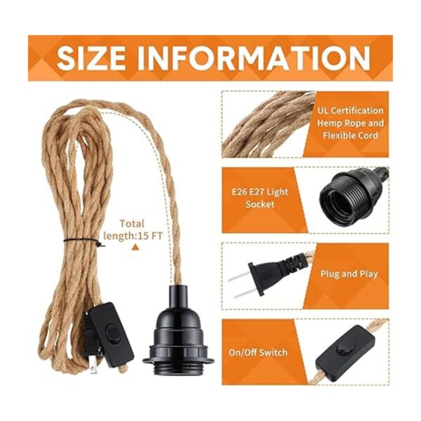 Paquete de 4 cables de luz colgante de 15 pies kit de_2