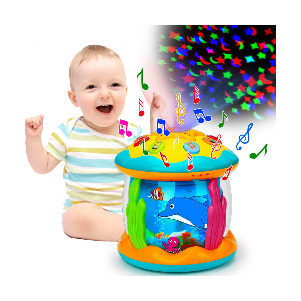 Juguetes para bebés de 6 a 12 meses proyector musical 4