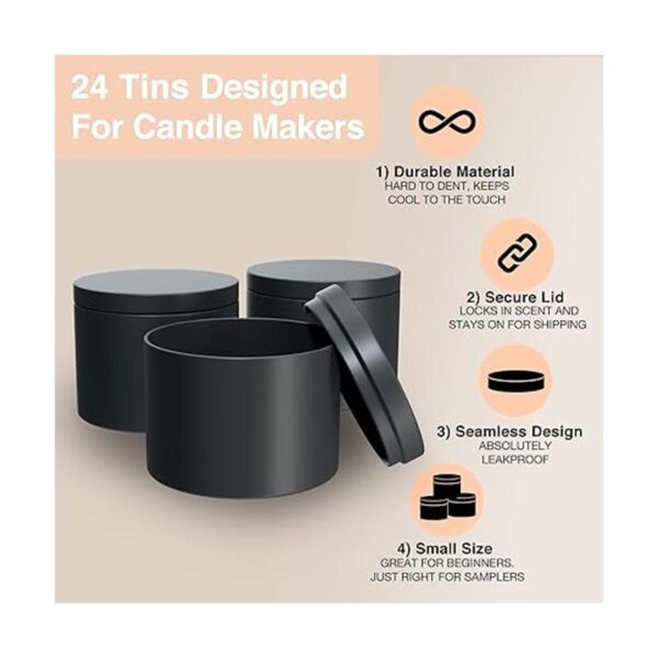 True Candle Paquete de 24 latas de velas negras mate de 4_3