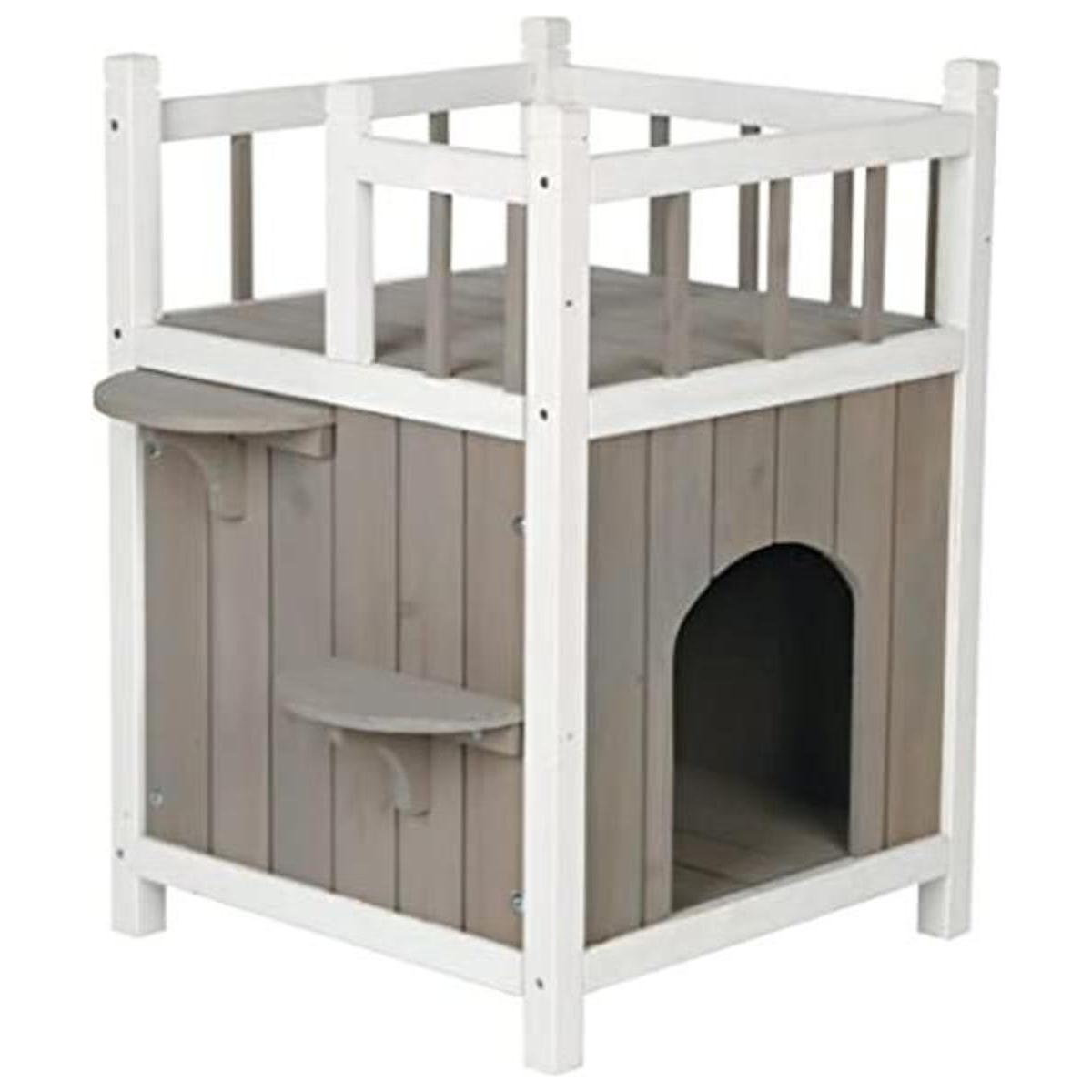 TRIXIE Casa de madera para mascotas con balcón