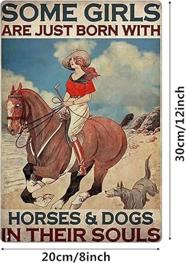 Letrero de metal con texto en inglés Girl Riding A Horse_2