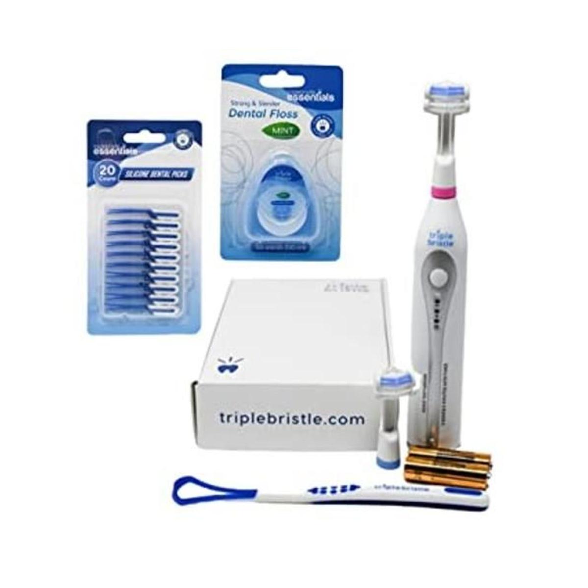 Triple Bristle GO Cepillo de dientes Sonic portátil AA