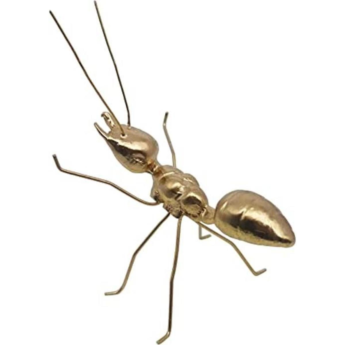Escultura de hormigas doradas adorno de insectos de metal