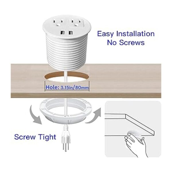 Desk Power Grommet with USB Ports Desktop Outlet Recessed_2