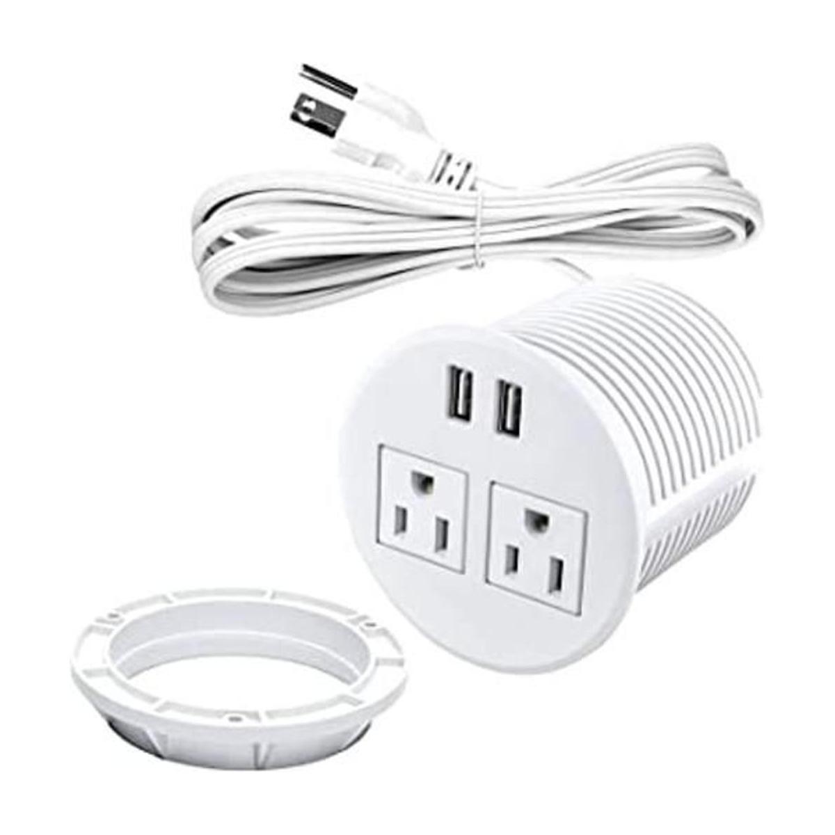 Desk Power Grommet with USB Ports Desktop Outlet Recessed