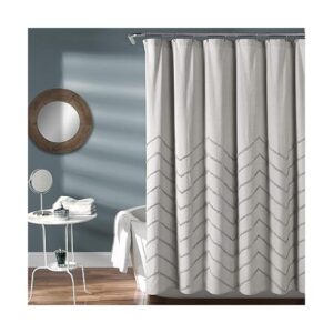 Lush Decor Cortina de ducha de felpilla Chevron gris claro_1