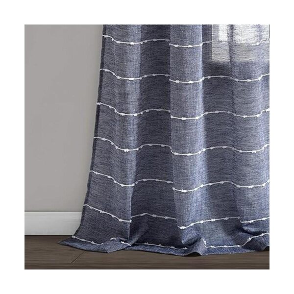 Lush Decor Navy Farmhouse Textured Grommet Sheer Window_5