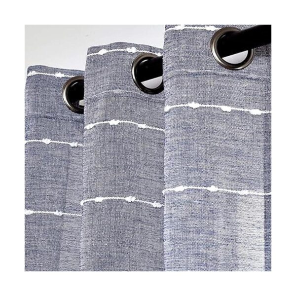 Lush Decor Navy Farmhouse Textured Grommet Sheer Window_6