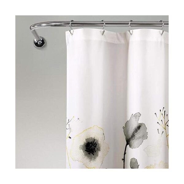 Lush Decor Cortina de ducha Zuri Flora amarilla y gris_4