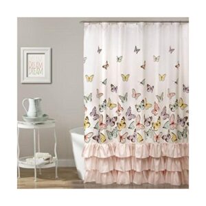 Lush Decor Cortina de ducha con diseño de mariposa con_1