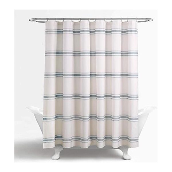 Lush Decor Cortina de ducha a rayas azules de 72 x 72_2