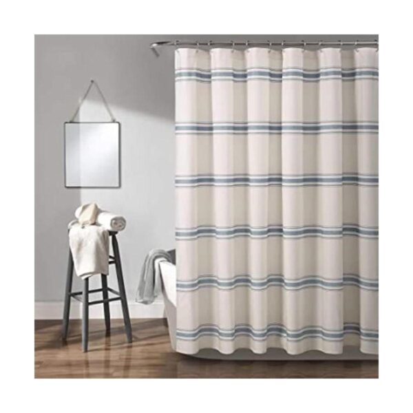 Lush Decor Cortina de ducha a rayas azules de 72 x 72_1