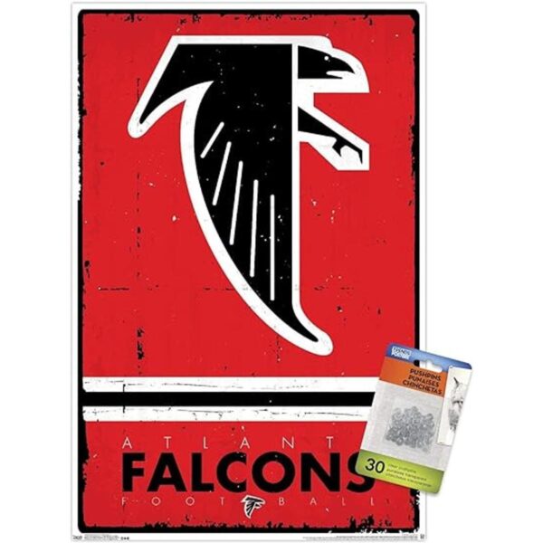 NFL Atlanta Falcons Retro Logo 15 Wall Poster with Push_1