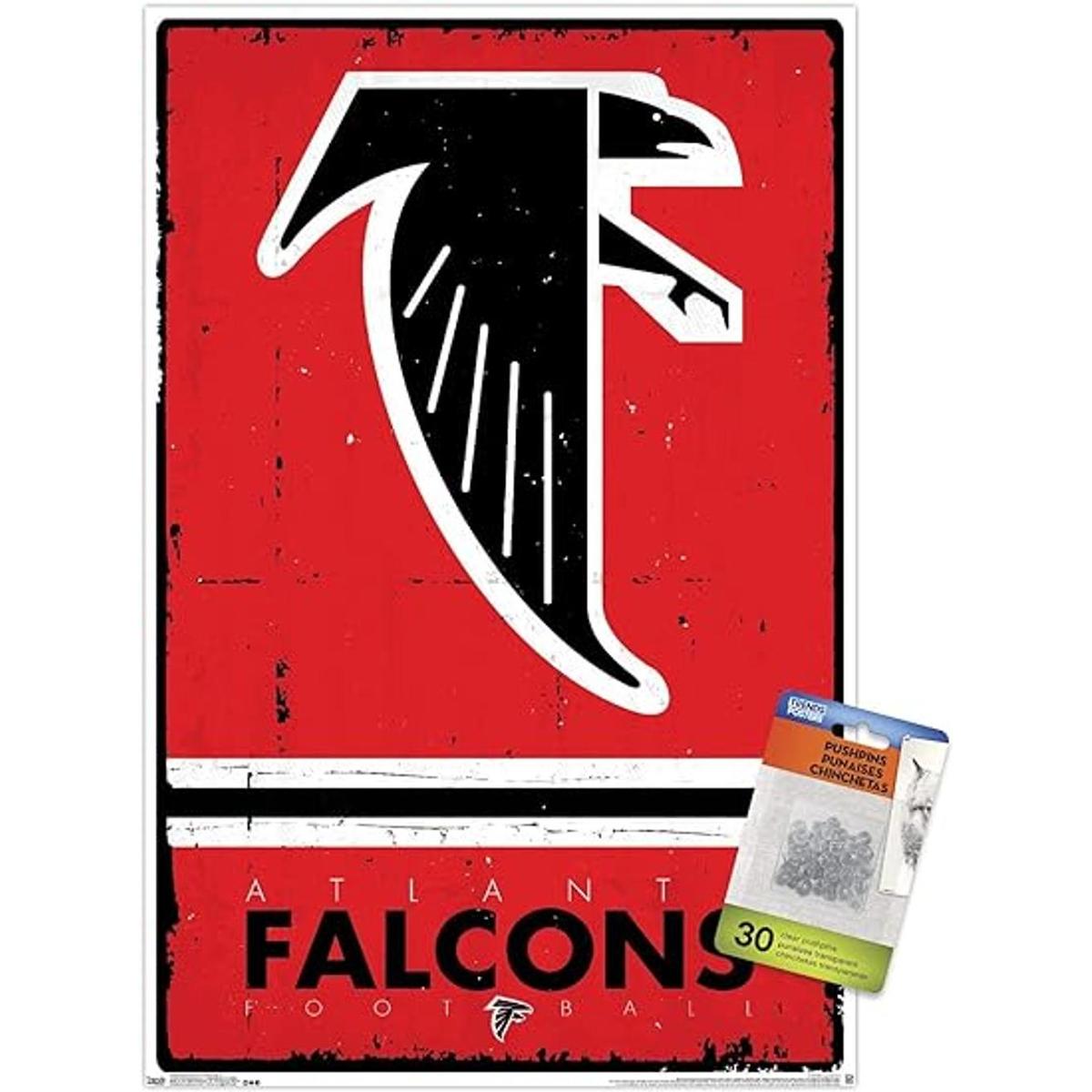 NFL Atlanta Falcons Retro Logo 15 Wall Poster with Push