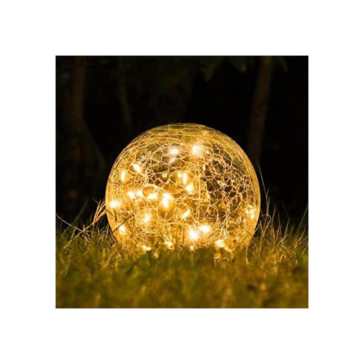 Luces solares de jardín bola redonda de vidrio agrietado