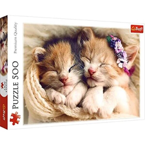 Trefl Rompecabezas rojo de 500 piezas Gatitos durmiendo_1