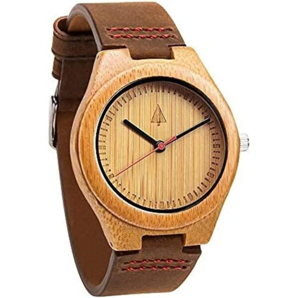 Treehut Reloj de pulsera para hombre con correa de cuero_1