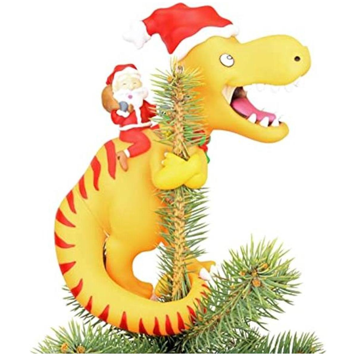 Tree Buddees Santa Riding a TRex Decoración divertida