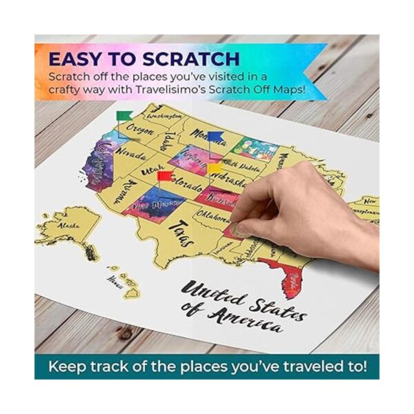 Travelisimo Mapa rascador de Estados Unidos póster de_2