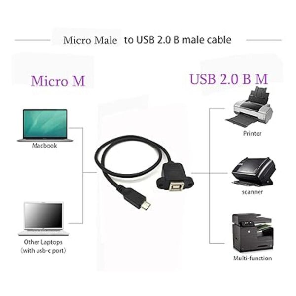 Traovien Cable de impresora micro USB de 5 pines macho a_3