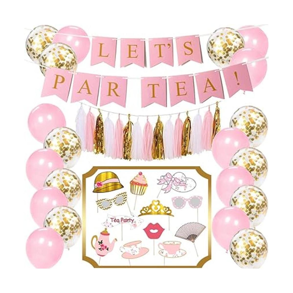 Kit de decoración para fiesta de té Cartel Lets Par